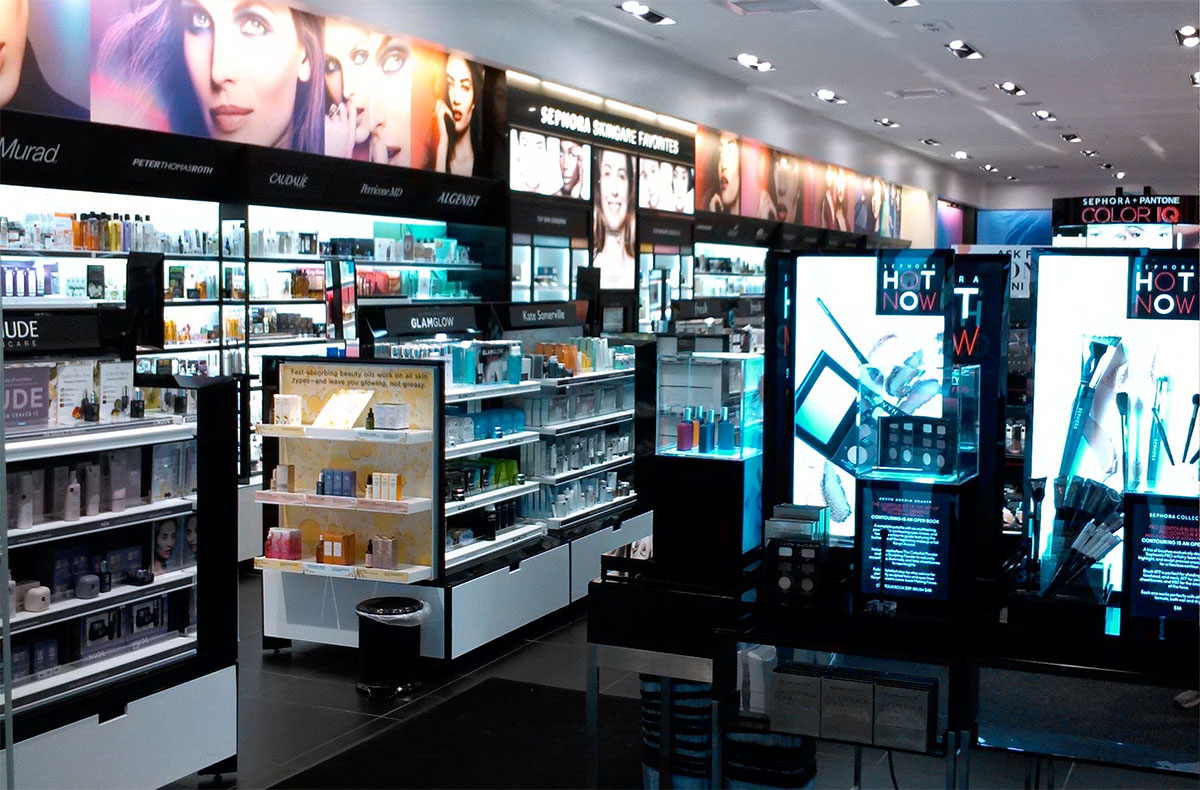 Sephora Store Interior with Makeup Displays